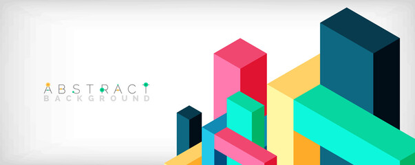 Abstract background. 3d cubes, cubic elements and blocks. Techno or business concept for wallpaper, banner, background, landing page