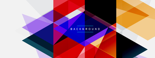 Color triangles composition, geometric abstract background. Techno or business concept, pattern for wallpaper, banner, background, landing page