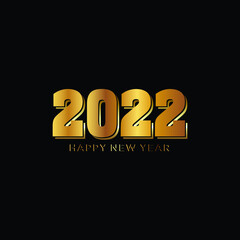 2022, Happy New 2022 Year. Holiday vector illustration of Golden numbers 2022
