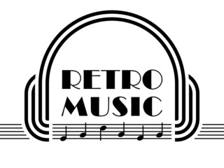 1237_Vector logo for listening to retro music