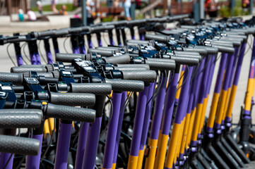 Short-term rental service for electric scooters in Moscow, Russia © olgavolodina