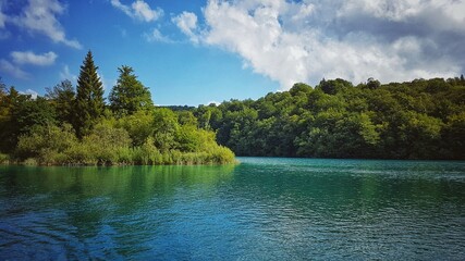 Obraz premium Scenic beauty of a lake in the woods