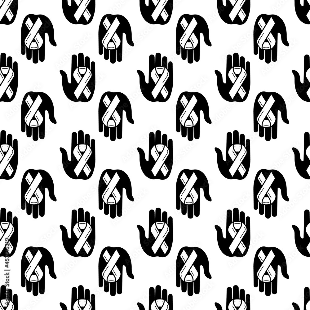 Poster unity ribbon in hand pattern seamless background texture repeat wallpaper geometric vector