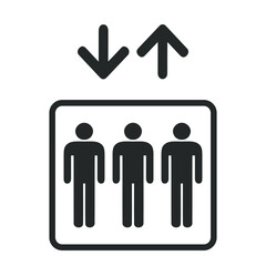 Passenger elevator vector icon isolated on white background.