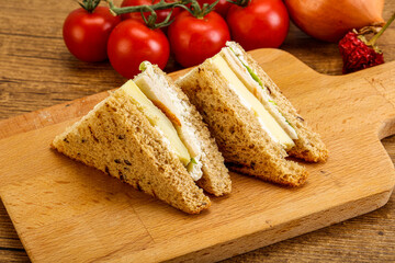 Club sandwich with chicken and cheese