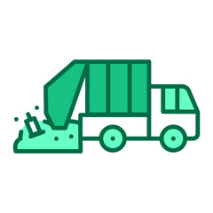 Urban green garbage truck