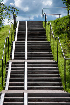 Street Stairs In The Park Leading Up The Hill