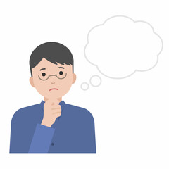 考える吹き出しの男性イラスト