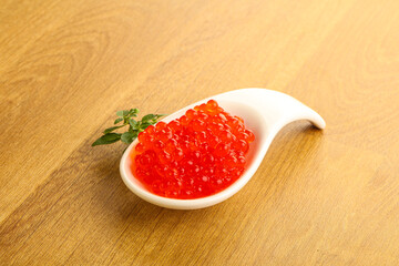 Red caviar in the bowl