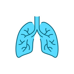 Human organ lungs color line icon. Editable stroke.
