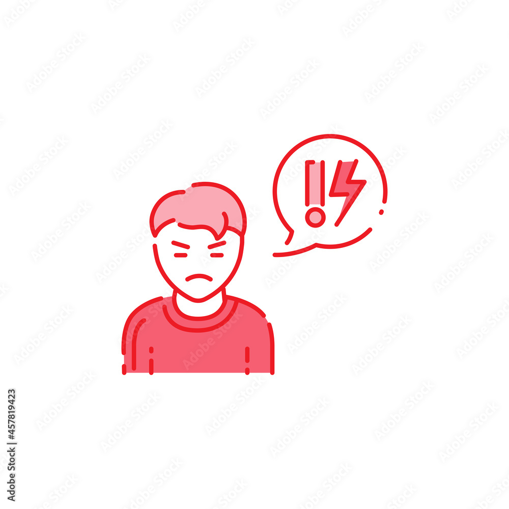 Poster problem child color line icon. emotional instability.