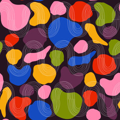 Hand drawn geometric seamless modern abstract multicolored with rainbow line pattern. Cute doodle design vector for paper, fabric, book.