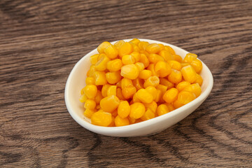 Sweet corn seeds in the bowl