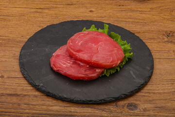Raw tuna steak for grill