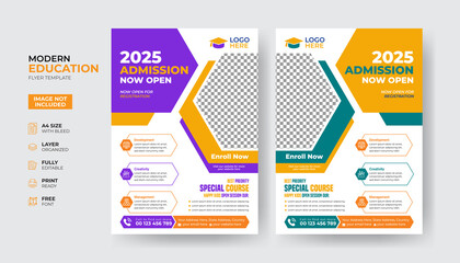 Creative and modern online school kids education admission flyer poster template - obrazy, fototapety, plakaty