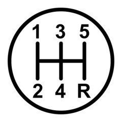 handle of the gear shift lever the car speed five speeds