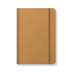 Blank brown kraft paper notebook with brown elastic mockup template.