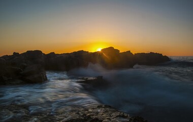 sunset over the river