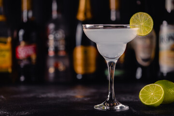 Cocktail Daiquiri with rum, lime juice and sugar.