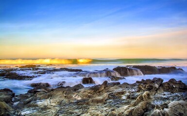 sunset over the river