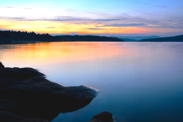sunset over the lake