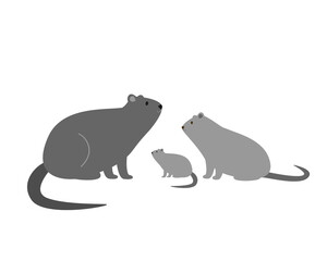 Coypu family mom dad and baby. Vector illustration for prints, packaging, stickers