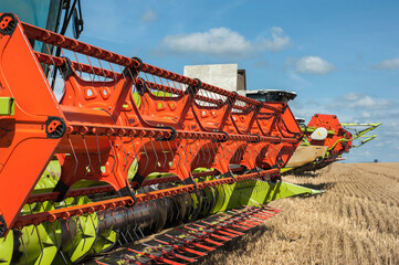 photographed close-up ply reaping aggregate harvester after harvesting