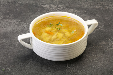 Tasty chicken soup with carrot