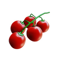 3D illustration of Fresh cherry tomatoes on a white background for vegetarian day, icon web, app, Infographic, and many more