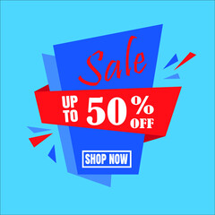 50% OFF Sale. Discount price. Special offer. Discount promotion. Special offer with sale discount. Banner for 50% off offers. Design Template Concept