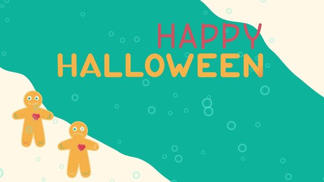 Cookies on an abstract liquid style background with Halloween lettering