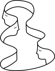 Abstract minimal face. Continuous line drawing. One Line drawing art.
