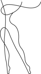 Abstract Woman Body Continuous One Line Illustration. Beauty Fashion Female Figure