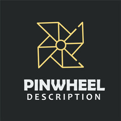 The pinwheel logo flat design vector illustration isolated in gray background