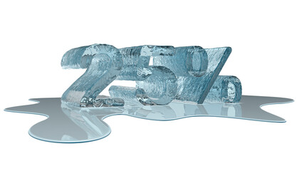 Melting ice percent numbers on white backround,with ice water. Sale discount percent values.