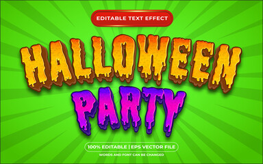 Editable text effect halloween party 3d zombie text style