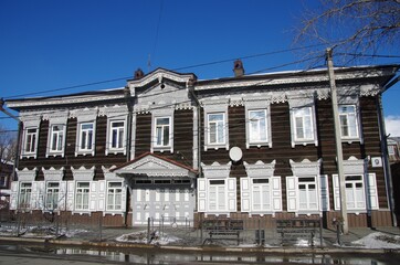 Traditional house in Irkutsk in Siberia, Russia