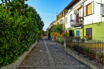Fototapeta na wymiar A narrow street in Lacedonia, an old town in the province of Avellino, Italy.