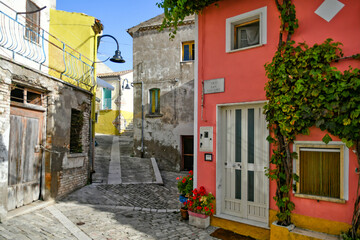 A narrow street in Lacedonia, an old town in the province of Avellino, Italy.