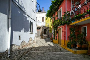 Obraz premium A narrow street in Lacedonia, an old town in the province of Avellino, Italy.