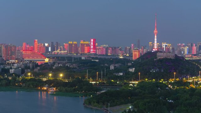 China Hubei Wuhan Summer City Skyline Timelapse Photography