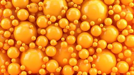 Abstract background with orange spheres balls in different sizes - 3d rendering