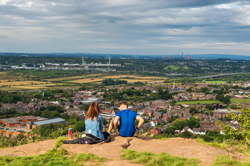 Walking between Helsby Hill and Woodhouse Hill near Frodsham in Cheshire - obrazy, fototapety, plakaty