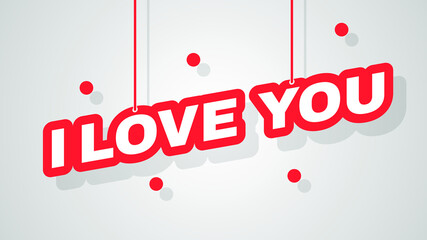 Abstract 3D Text I Love You Colored Speech Vector Design Style Ilustration Template Background