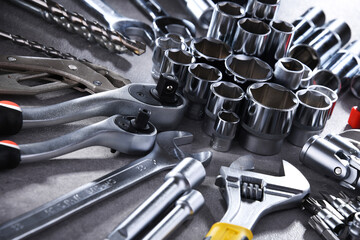 Fototapeta premium Composition with a variety of metal tools