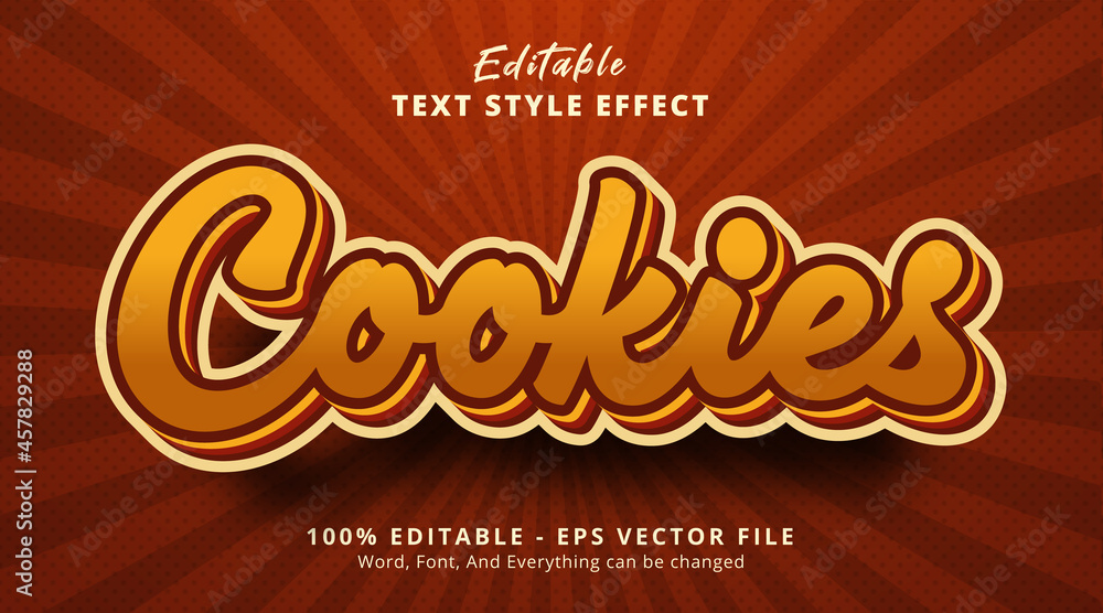 Poster cookies text on brown color layered style effect, editable text effect