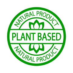 Plant based vegan food product stamp. Logo or icon. Diet. Sticker. Vegeterian. Organic