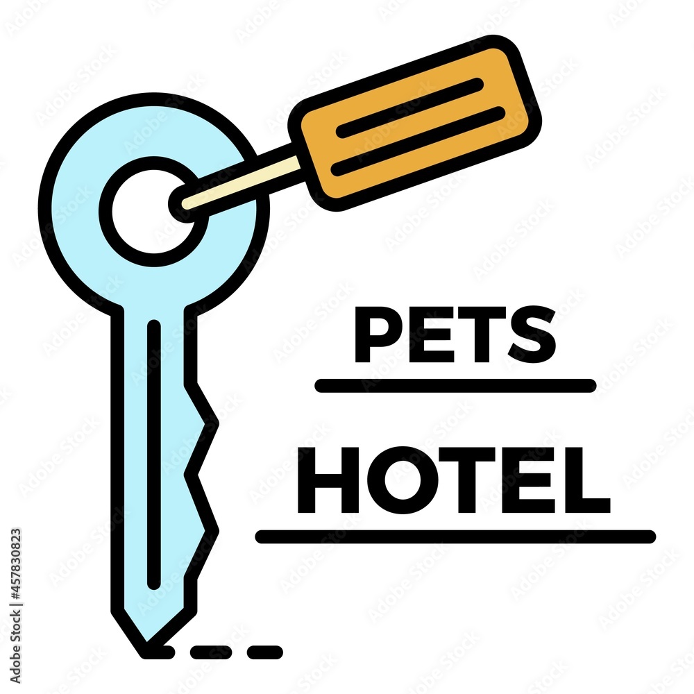 Wall mural pet hotel key room logo. outline pet hotel key room vector logo color flat isolated - Wall murals