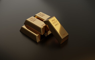 3D Rendering. gold bars. Financial concepts