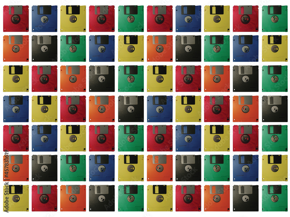 Fototapete computer floppy disks as a background for modern graphics and images